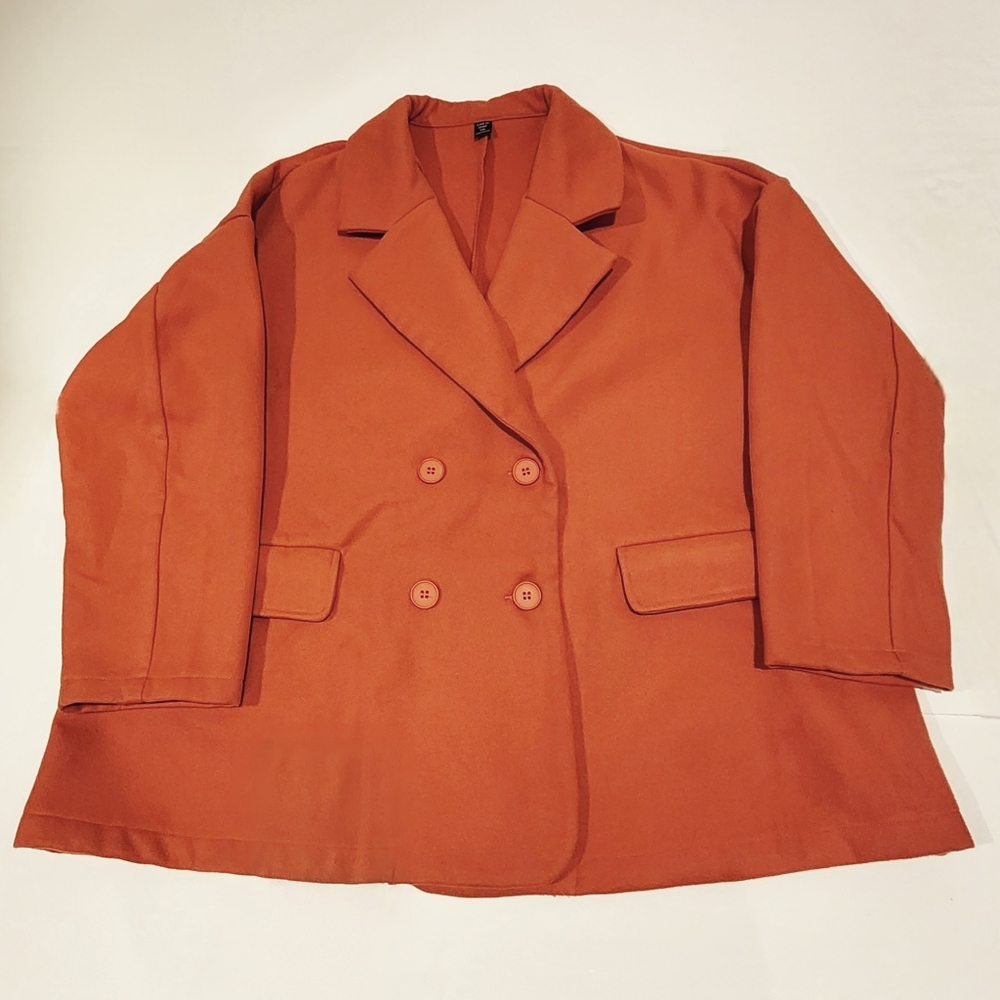 Shein Double Breasted Lapel Neck Drop Shoulder Overcoat. Curve 1XL
